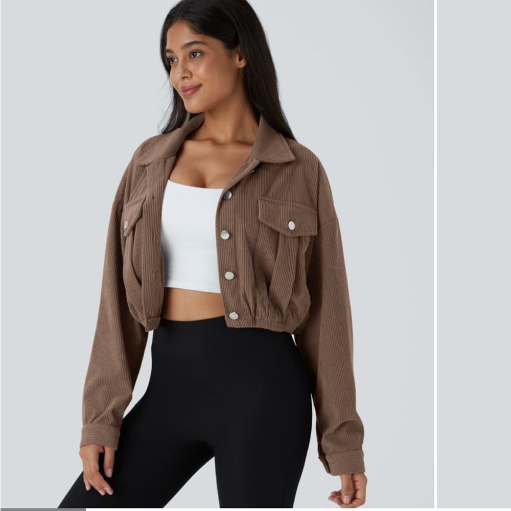 Halara Brown Cropped Utility Jacket - image 1